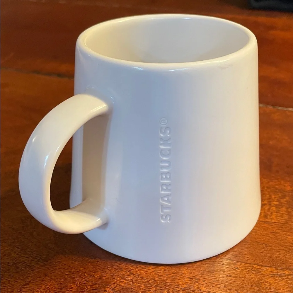 Starbucks 2014 White Ceramic Tapered Coffee Mug 16oz